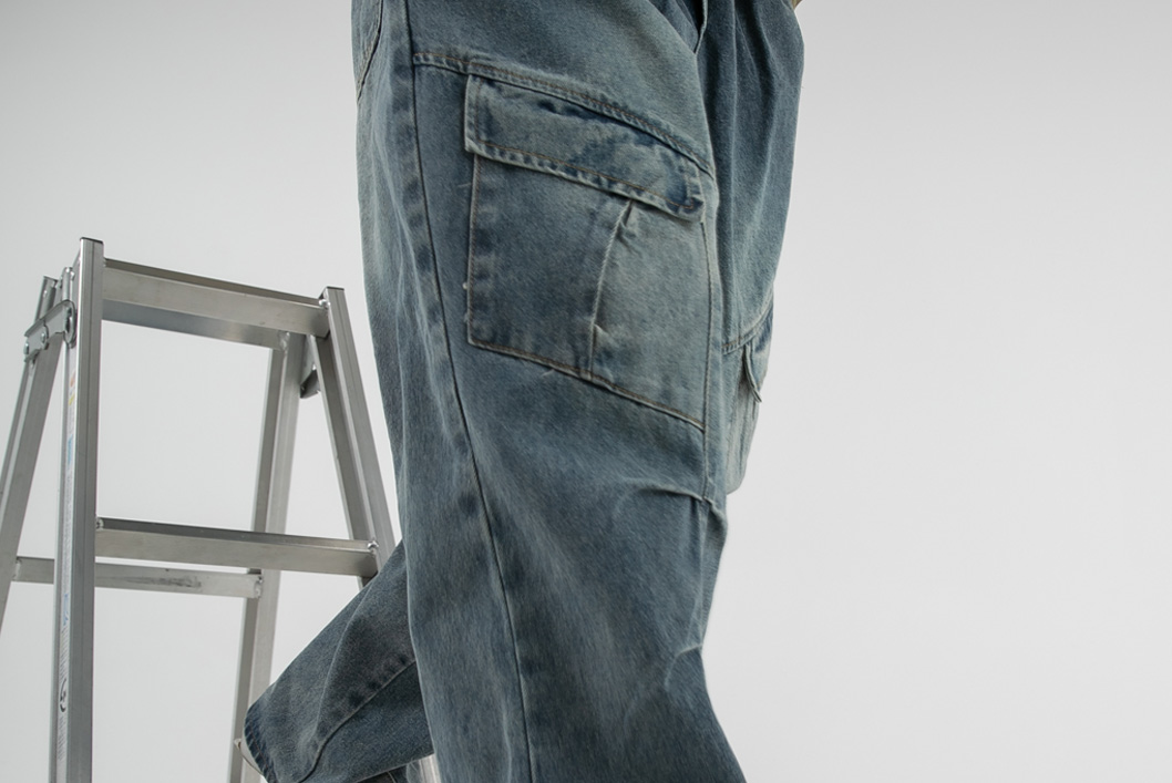 1093 프론트포켓 무릎쿠세 데님팬츠 중청