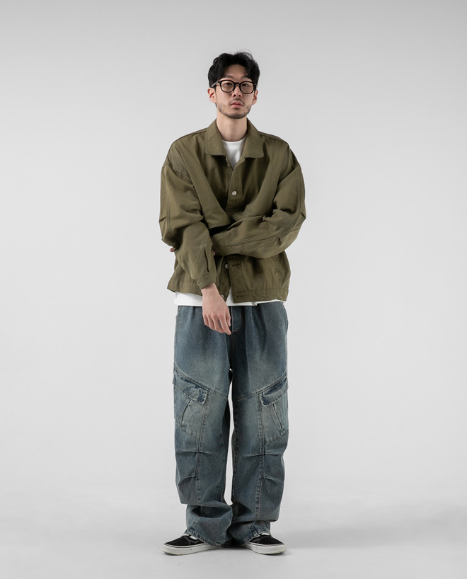 1093 프론트포켓 무릎쿠세 데님팬츠 중청