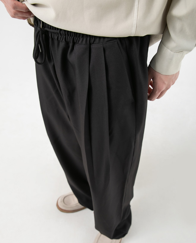 74 투턱 와이드 슬랙스 블랙