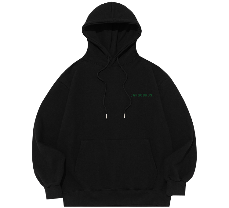 (BIG-SIZE) ESSENTIAL LOGO HOOD T-SHIRT (BLACK)