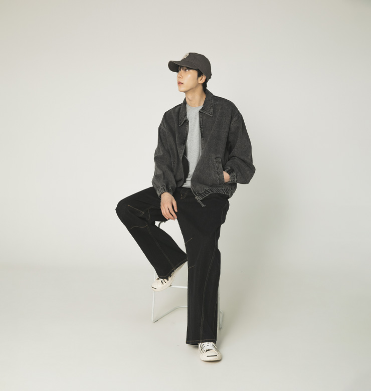 1099 커브드 팬츠 블랙