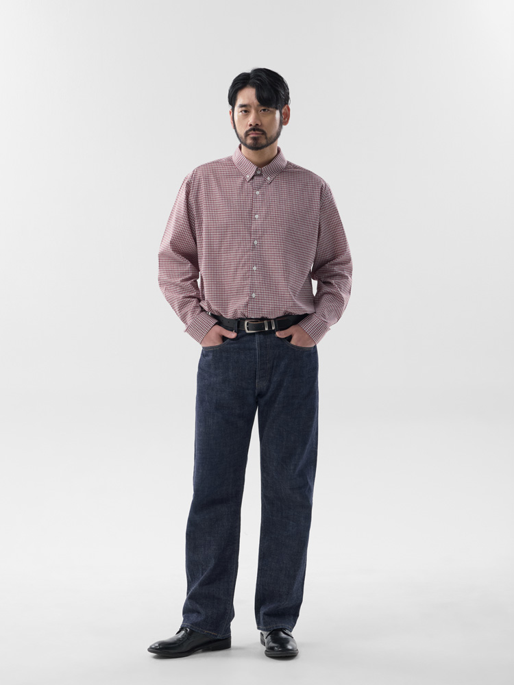 그리드 체크 셔츠 레드