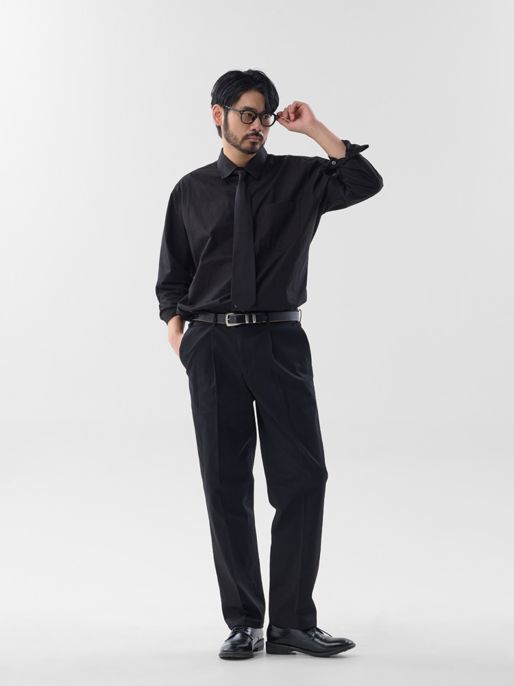 바이오 워싱 포켓 무지 셔츠 블랙