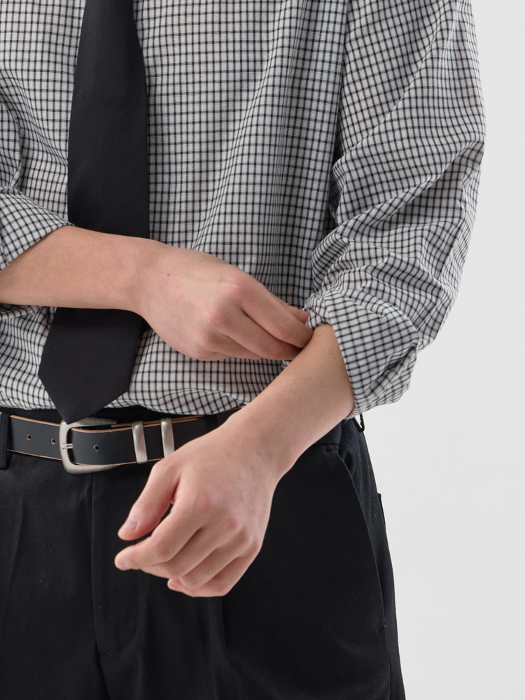 그리드 체크 셔츠 화이트