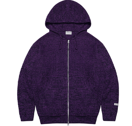 ANGLAN-Flow Knit Hoodie Zip up - Purple