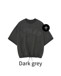 Applique Pigment String Sweat Half Tee - Dark Grey