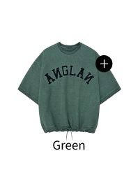 Applique Pigment String Sweat Half Tee - green