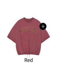 Applique Pigment String Sweat Half Tee - red