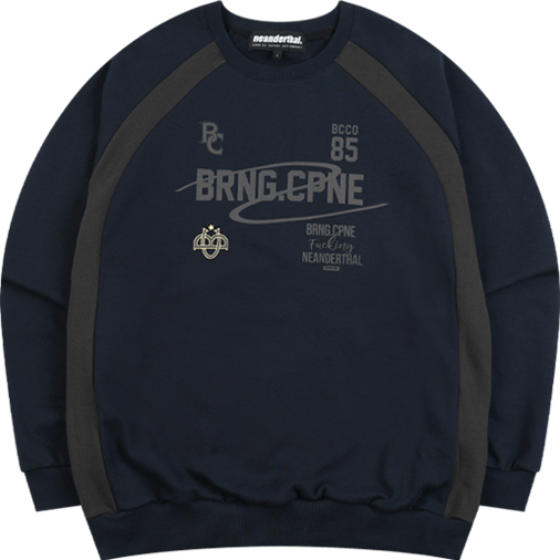 BURNING CAPONE - BC BRNG.CPNE Logo Sporty Sweat Shirt 네이비