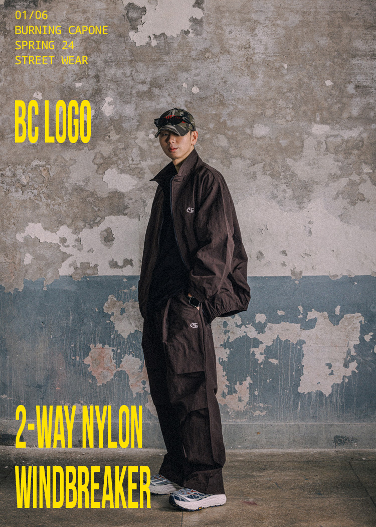 BC Logo 2-Way Nylon Windbreaker 브라운