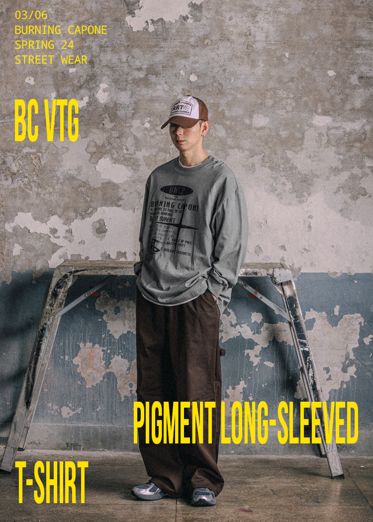 BC VTG Pigment Long-sleeved T-shirt 그레이
