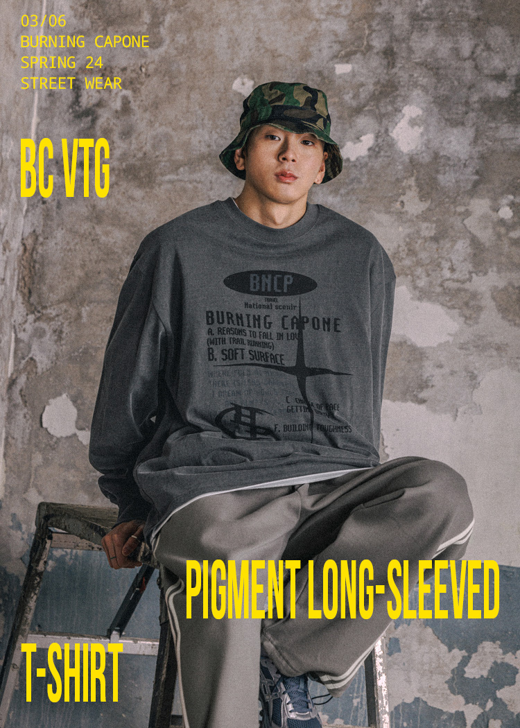 BC VTG Pigment Long-sleeved T-shirt 챠콜