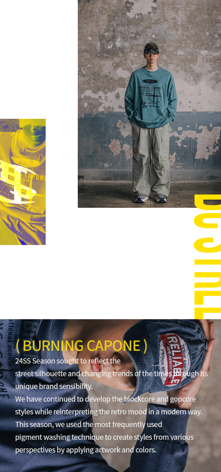 BURNING CAPONE - BC VTG Pigment Long-sleeved T-shirt