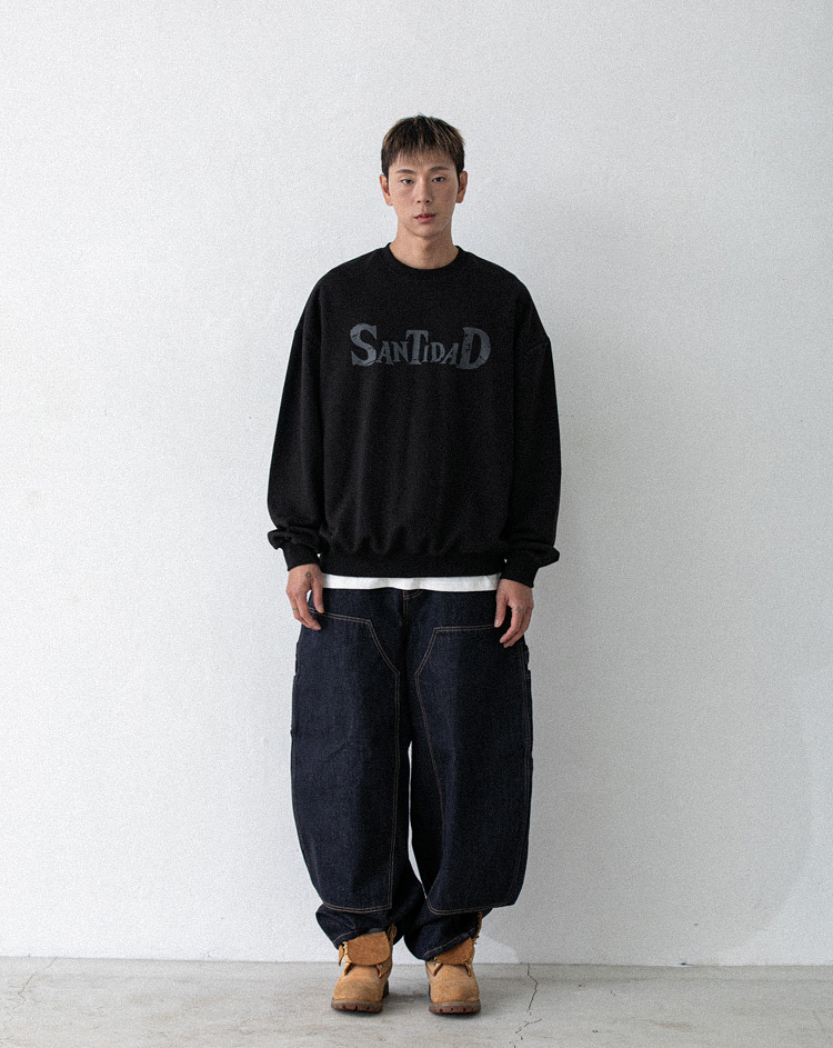 BC 산토 빈티지 크랙 맨투맨 (BLACK)
