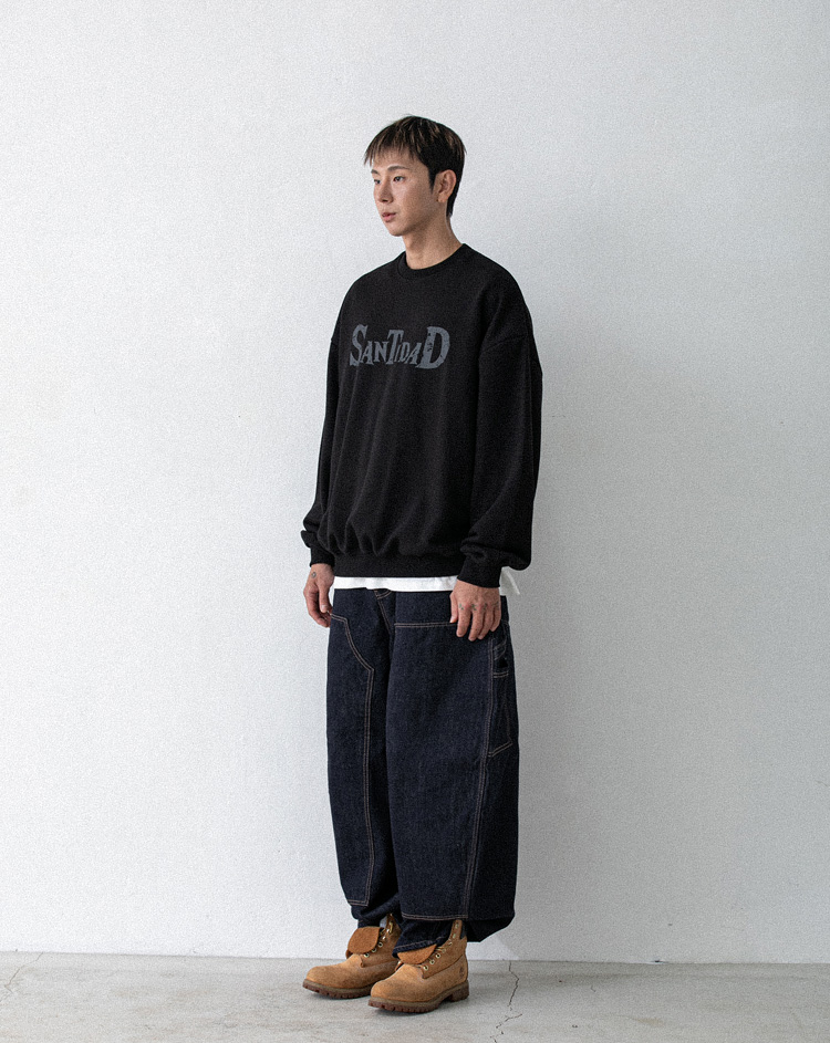 BC 산토 빈티지 크랙 맨투맨 (BLACK)
