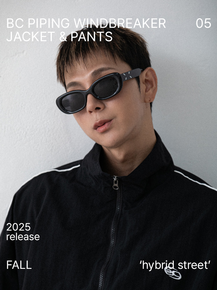 BC 파이핑 윈드브레이커 자켓 (BLACK)