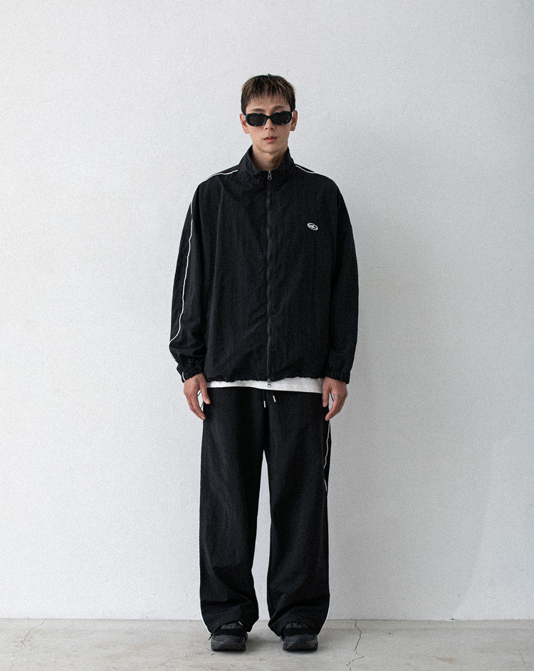 BC 파이핑 윈드브레이커 자켓 (BLACK)