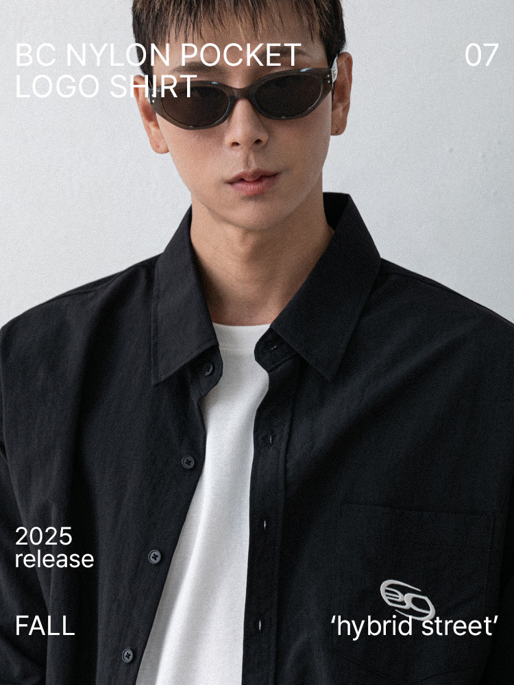BC 나일론 포켓로고 셔츠 (BLACK)