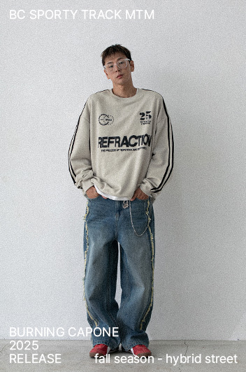 BC 스포티 트랙 맨투맨 LIGHT BEIGE