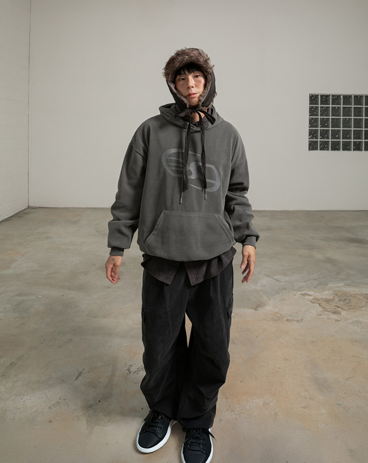 [1+1] BC 코듀로이 로고 후드티 (GRAY)