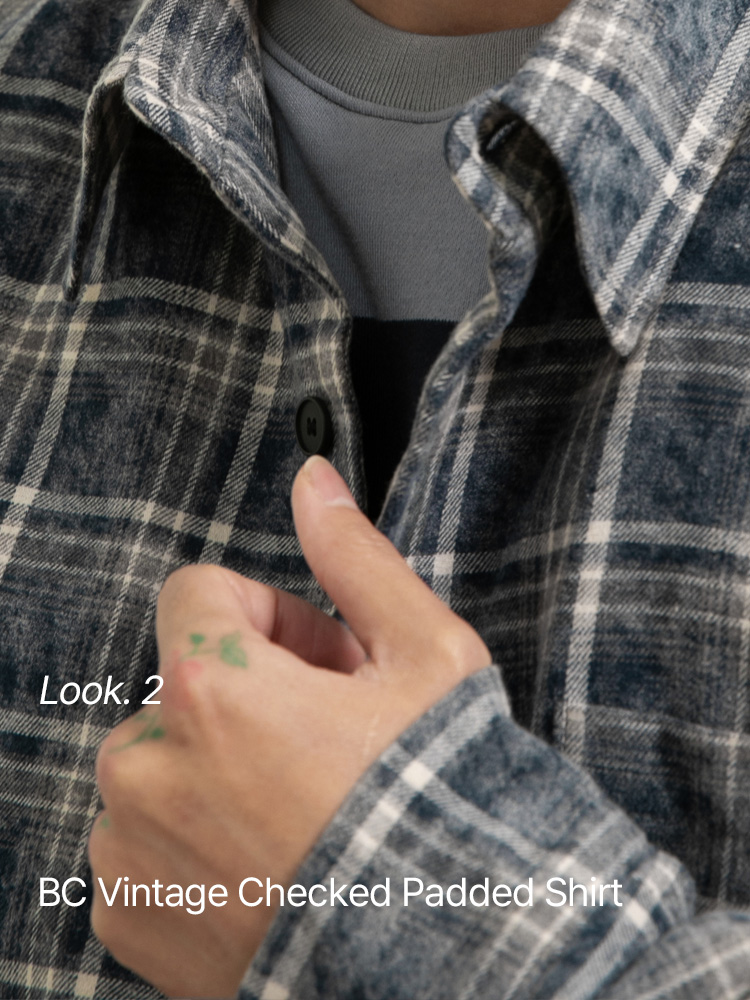 BC 빈티지 체크 패디드 셔츠 (NAVY)