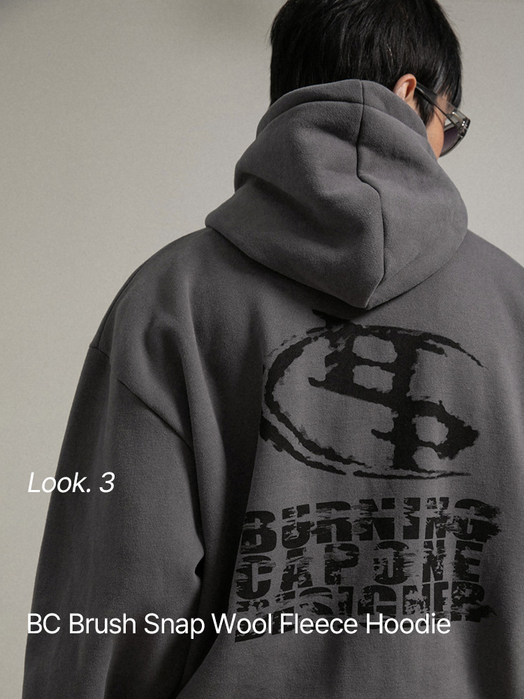BC 브러시 스냅 양기모 후드티 (CHARCOAL)