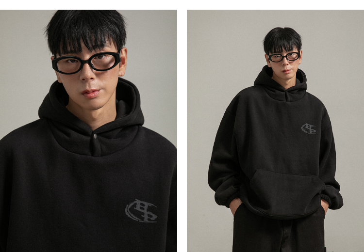 BC 브러시 스냅 양기모 후드티 (BLACK)