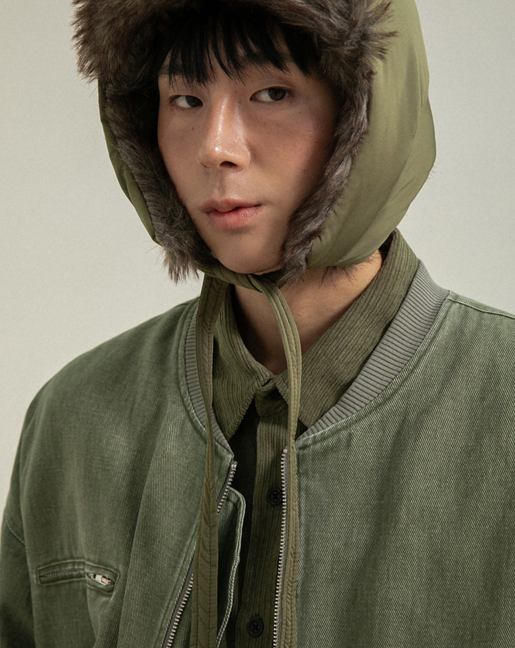 BC 피그먼트 워시드 항공 패딩자켓 (KHAKI)