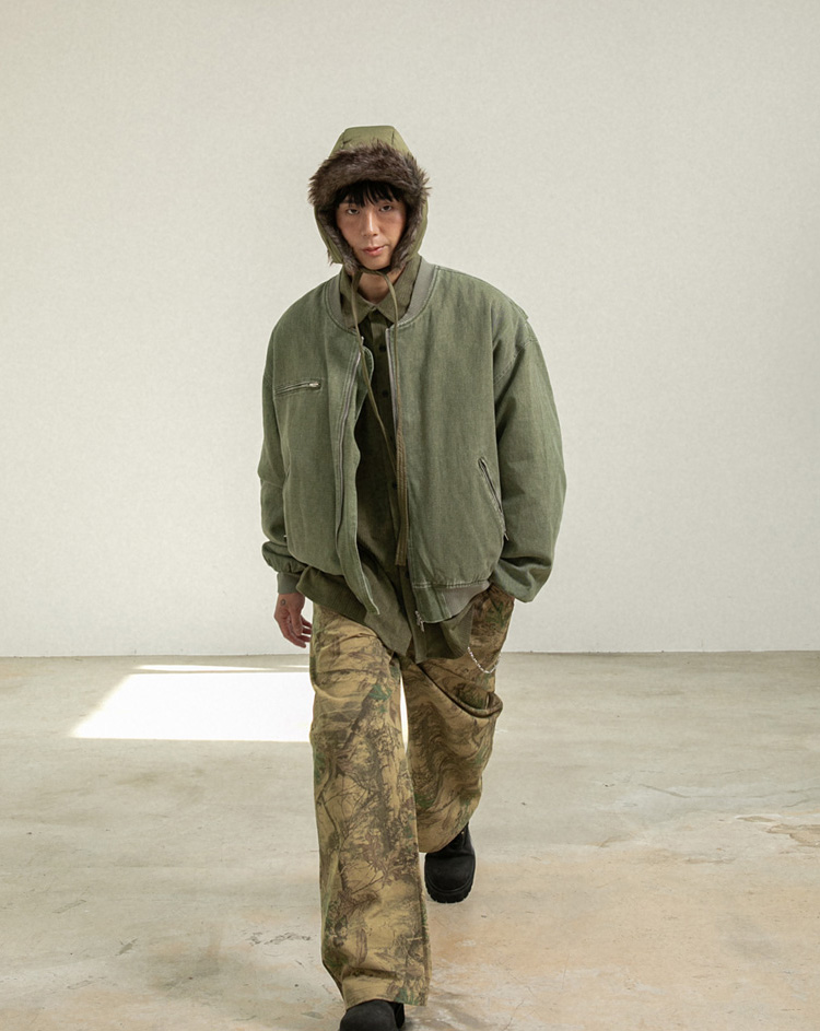 BC 피그먼트 워시드 항공 패딩자켓 (KHAKI)