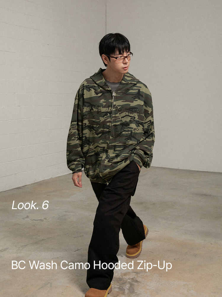 BC 워시드 카모 후드집업 (KHAKI)