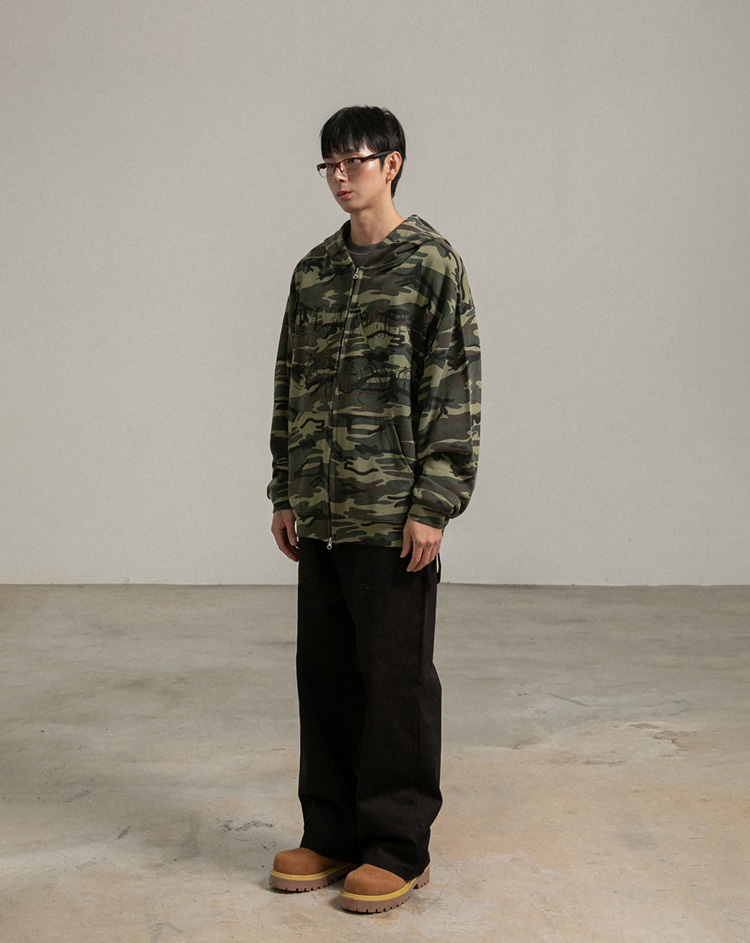 BC 워시드 카모 후드집업 (KHAKI)