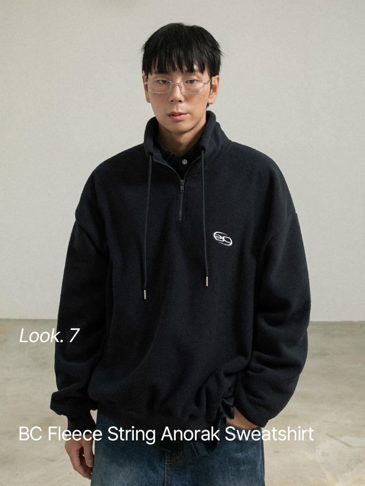 BC 후리스 스트링 아노락 맨투맨 (NAVY)