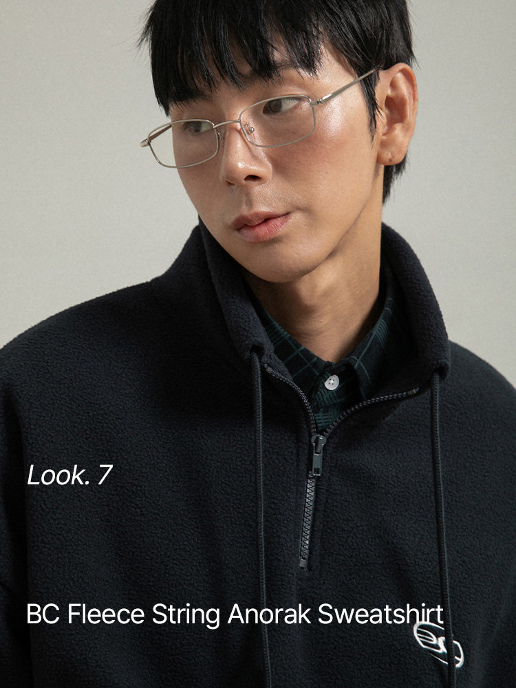 BC 후리스 스트링 아노락 맨투맨 (NAVY)