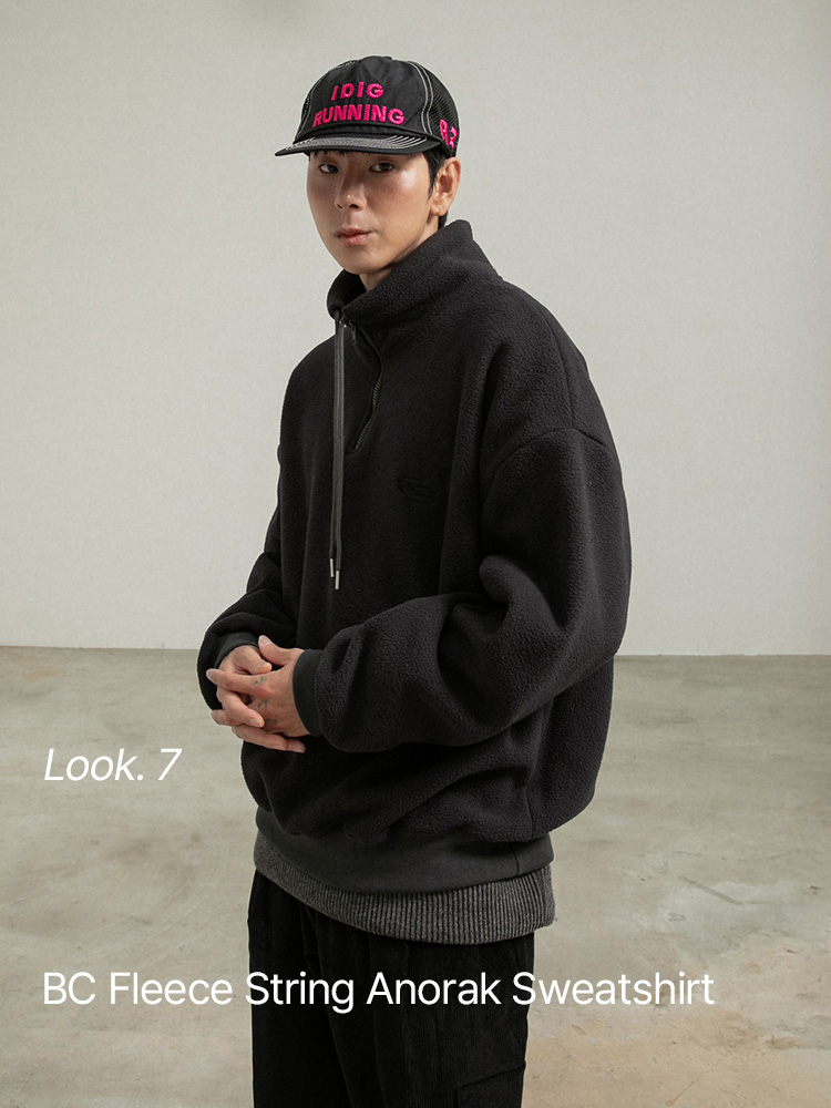 BC 후리스 스트링 아노락 맨투맨 (CHARCOAL)