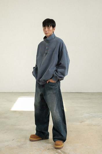 BC 빈티지 피그먼트 기모 아노락 (NAVY)