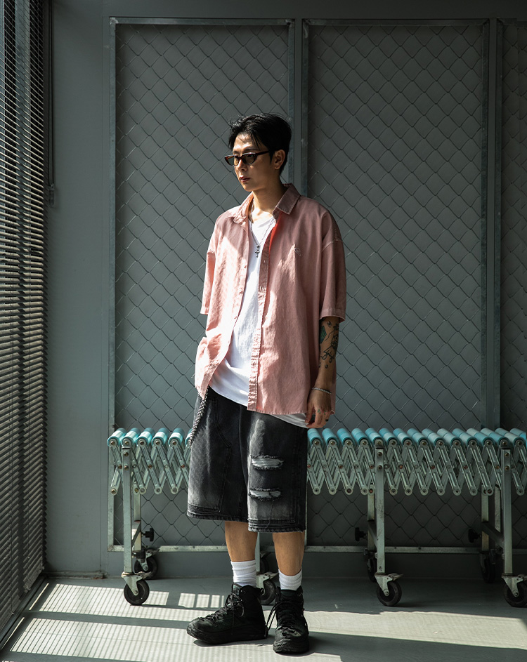 BC 엠블럼 피그먼트 반팔셔츠 (PINK)