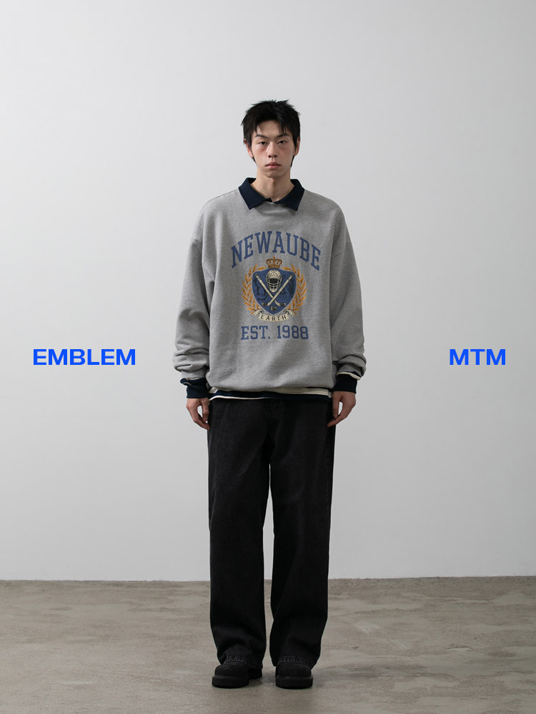 헤리티지 하키 엠블럼 맨투맨 멜란지