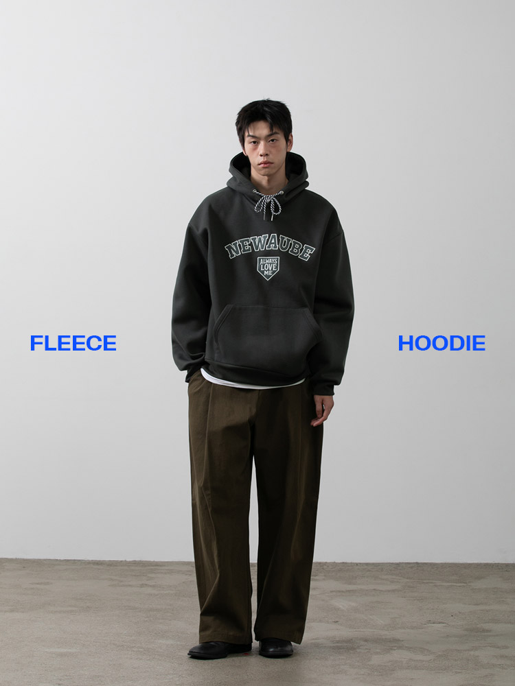 러브미 기모 후드티 챠콜