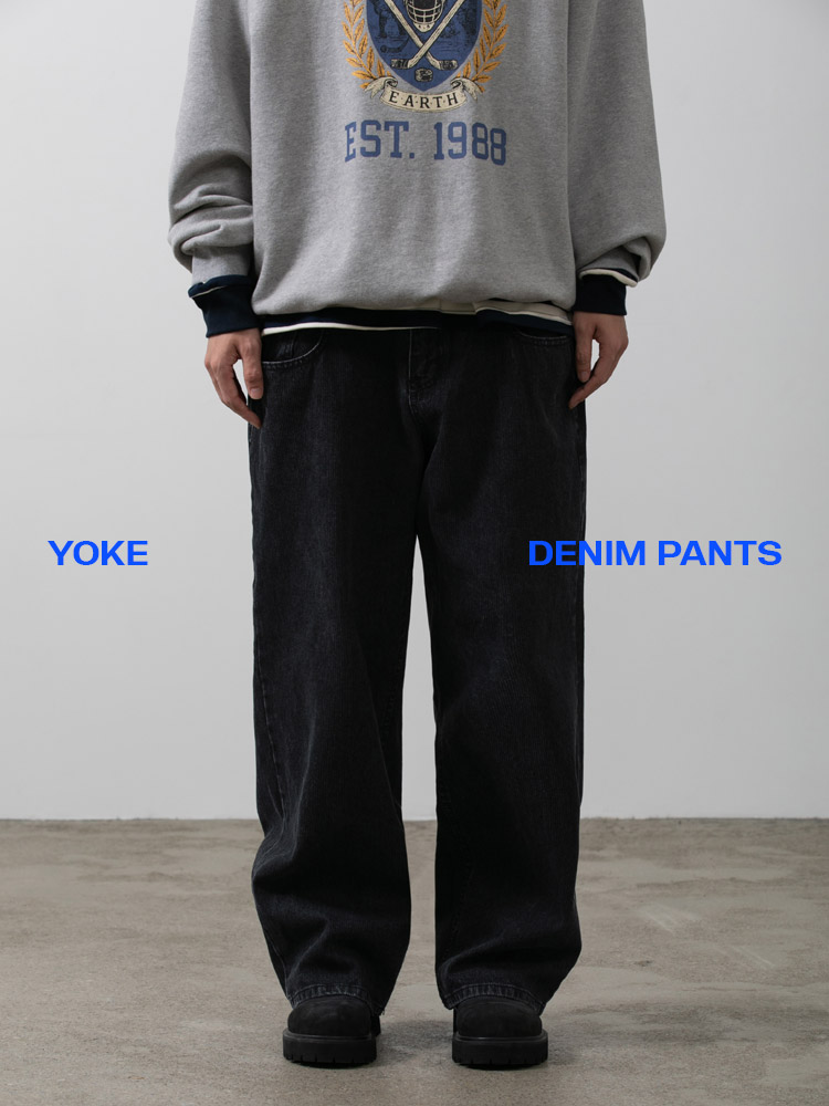 요크 골덴 데님팬츠 블랙