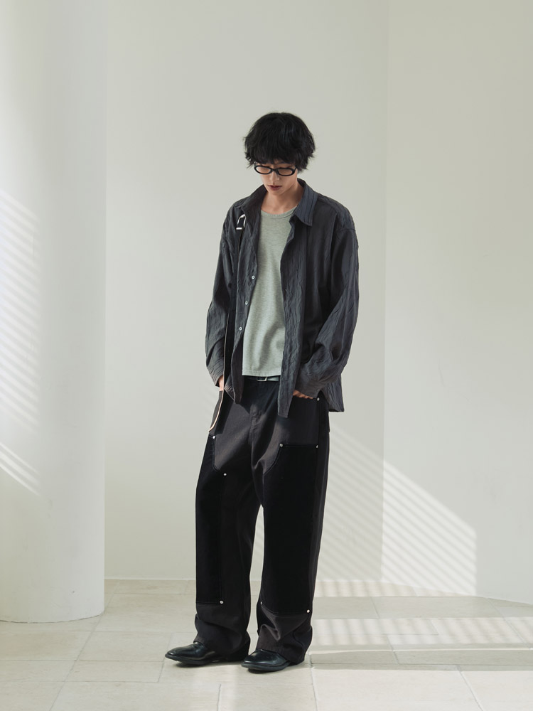 벨벳 더블니 히든밴딩 데님팬츠