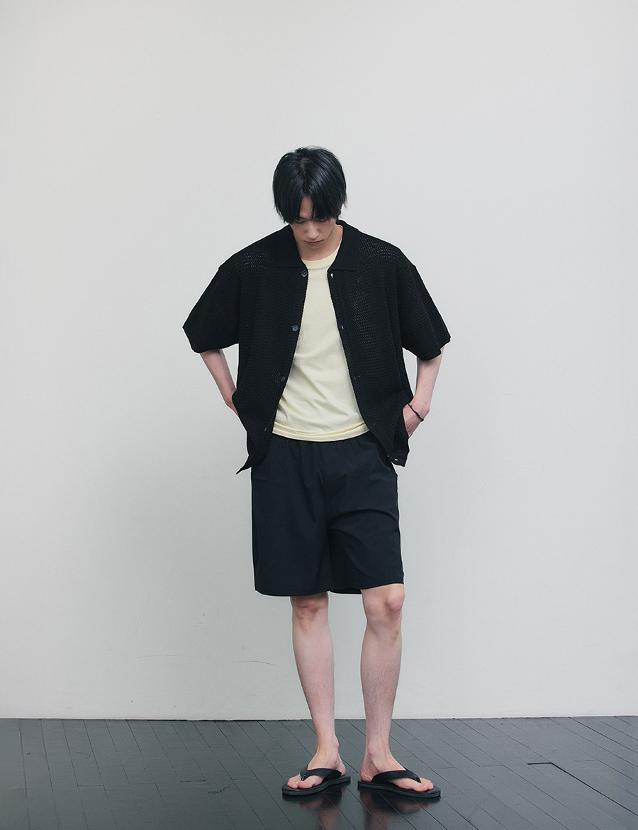 크로셰 반팔 니트 가디건 블랙