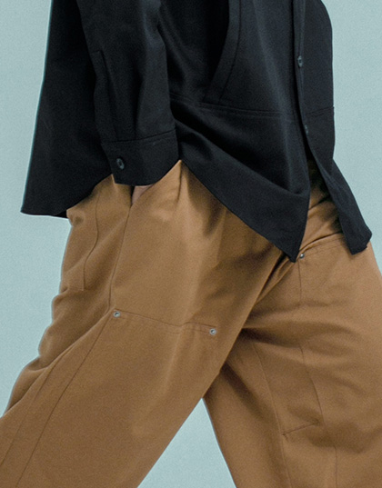 DOUBLE KNEE CARPENTER COTTON BANDING PANTS 브라운