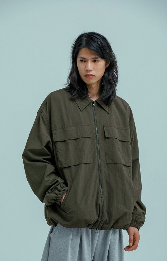 DOUBLE CARGO POCKET NYLON JACKET 카키