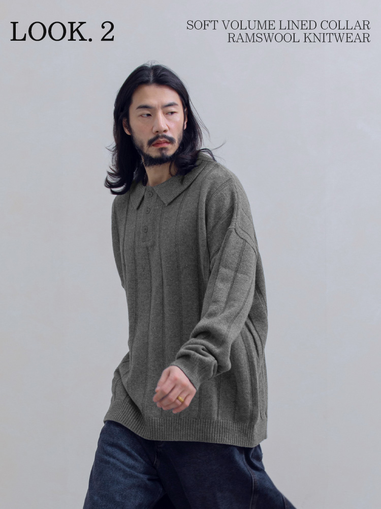 소프트 볼륨 라인드 카라 램스울 니트 5컬러