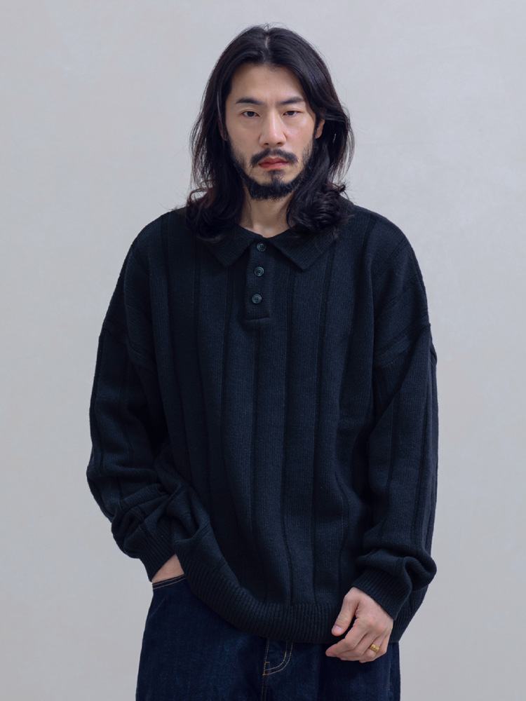 소프트 볼륨 라인드 카라 램스울 니트 5컬러