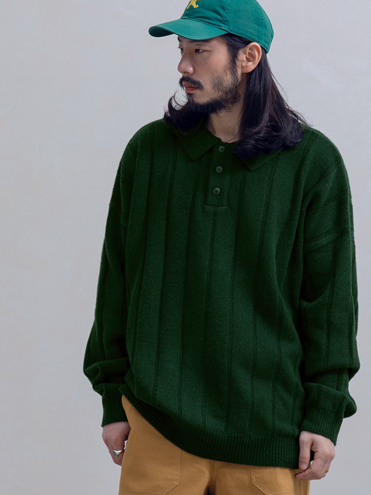 소프트 볼륨 라인드 카라 램스울 니트 5컬러