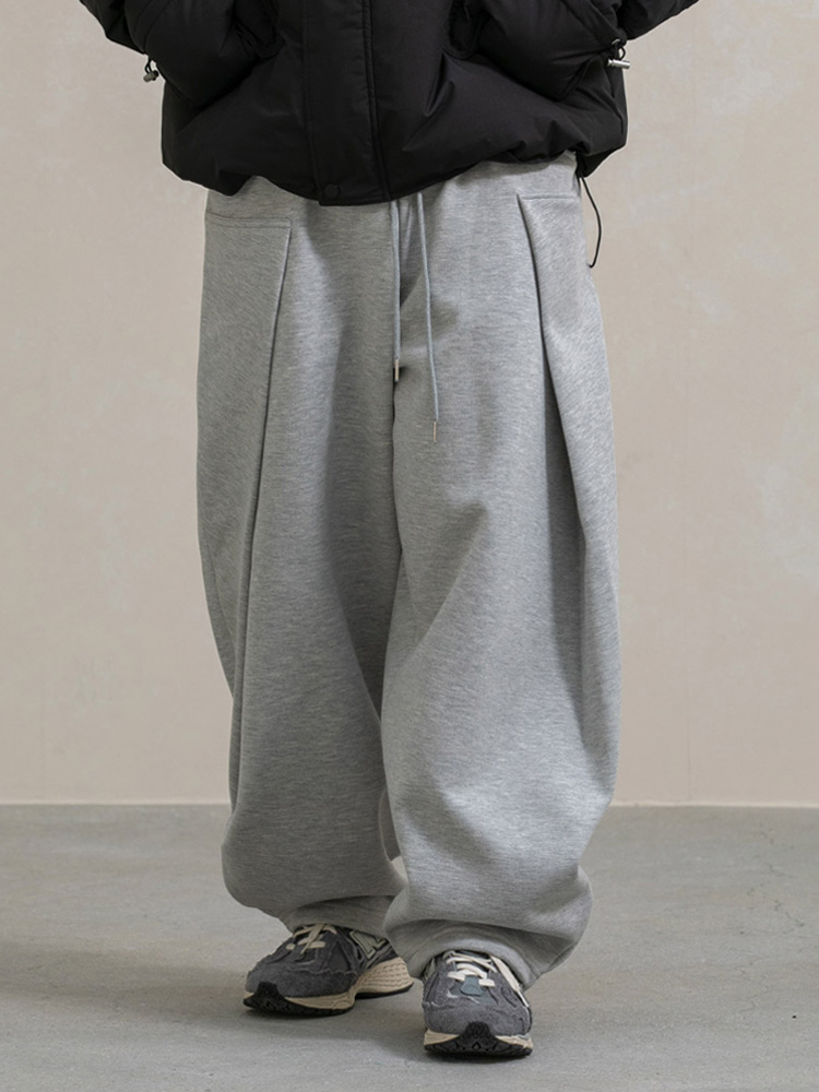 그리드 절개 벌룬 기모 스웨트 팬츠 2컬러