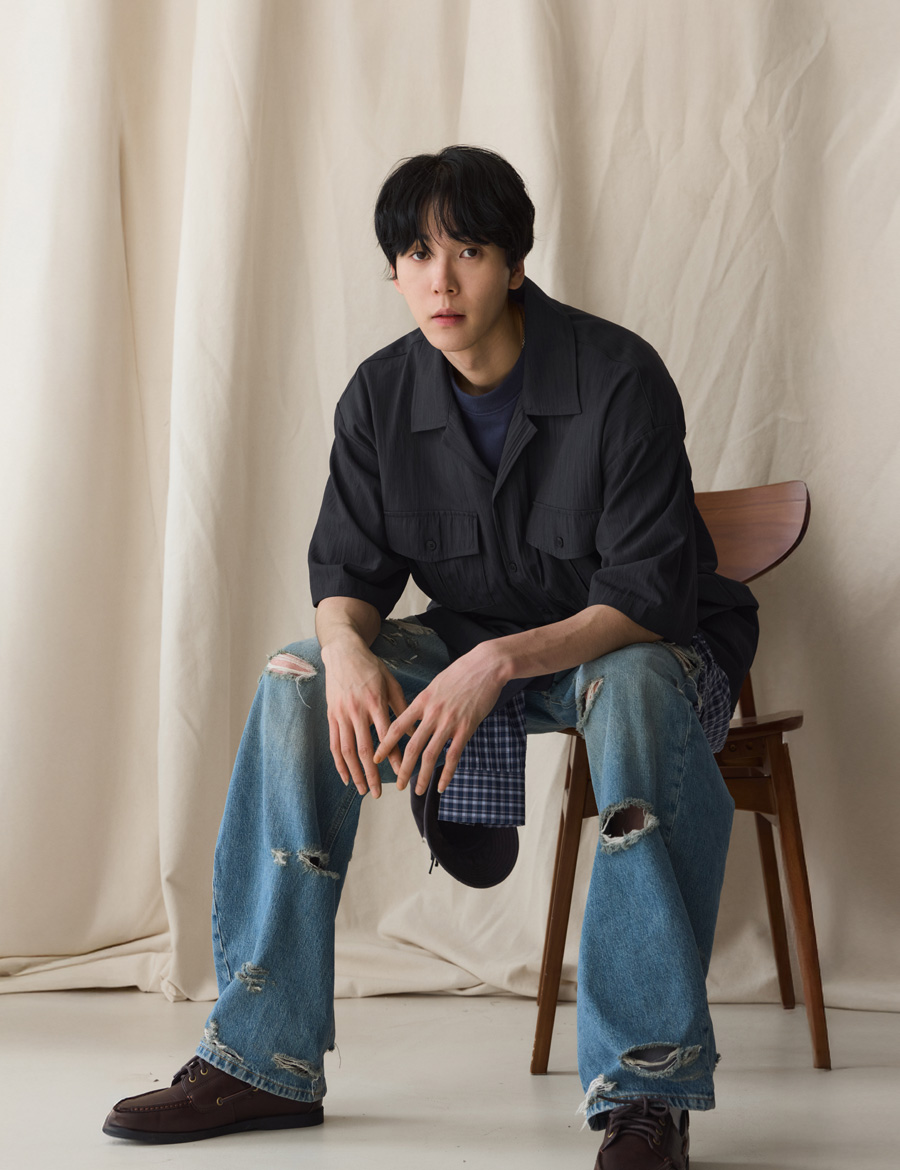더블포켓 퍼티그 셔츠 챠콜